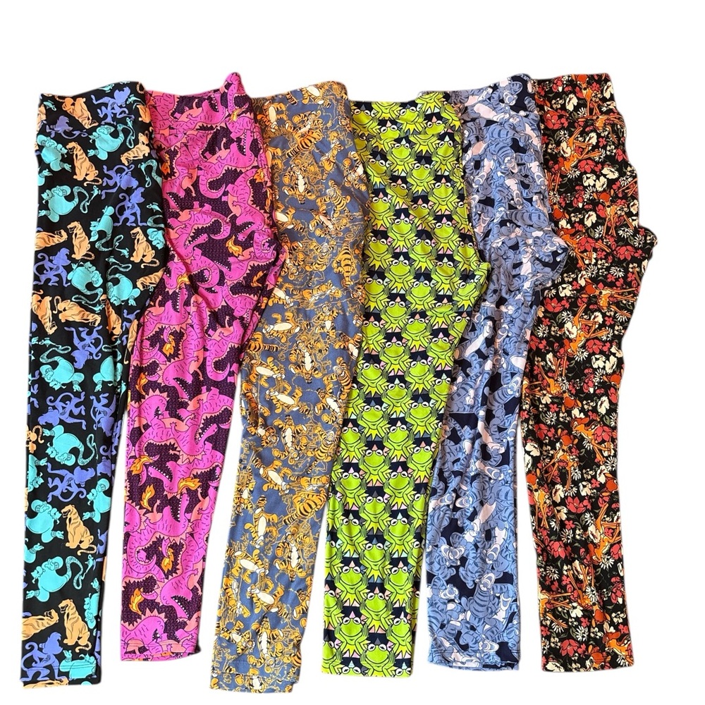 LuLaRoe Leggings Lot of 6 Cartoon & Disney Style Character Prints. Size 12*